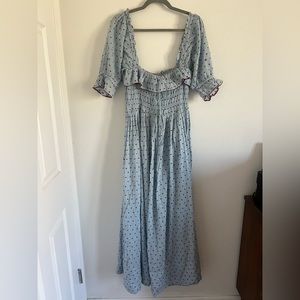 Doen Swiss Dot Blue & Red Dress sz M